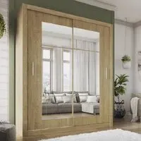 Ionia 180cm Wardrobe with 2 Sliding Doors - Shetland Oak