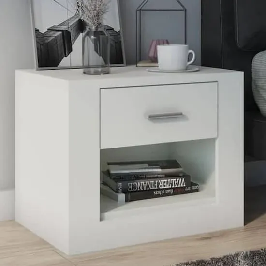 Ionia Bedside Cabinet with 1 Drawer - Matt White