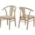 Ionia Dining Chairs Pair - Off White, Oak Rattan