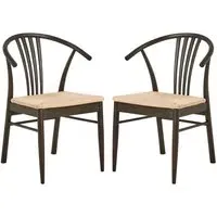 Ionia Dining Chairs Pair - Off White, Smoked Oak Rattan