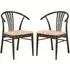 Ionia Dining Chairs Pair - Off White, Smoked Oak Rattan