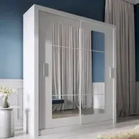 Ionia Mirrored Wardrobe with 2 Sliding Doors - Matt White