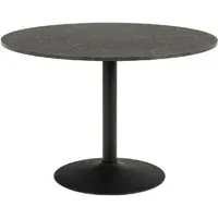 Ionia Round Dining Table - Black Marble Print, Wood