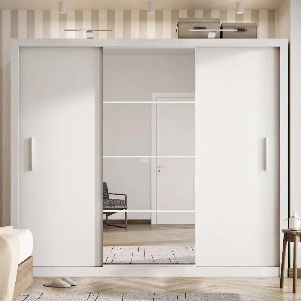 Ionia Wardrobe with 3 Sliding Doors - Matt White