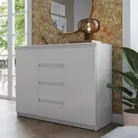 Ionia Wooden Sideboard with 2 Doors 4 Drawers - White