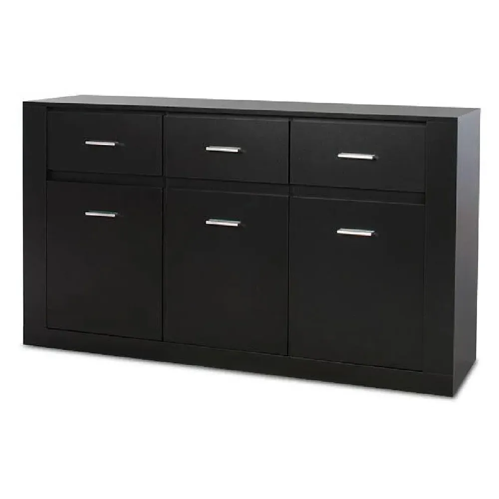 Ionia Wooden Sideboard with 3 Doors 3 Drawers - Black