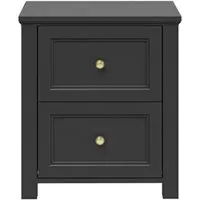 Iowa Bedside Cabinet with 2 Drawers - Black, MDF