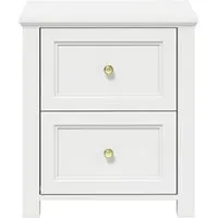 Iowa Bedside Cabinet with 2 Drawers - White, MDF