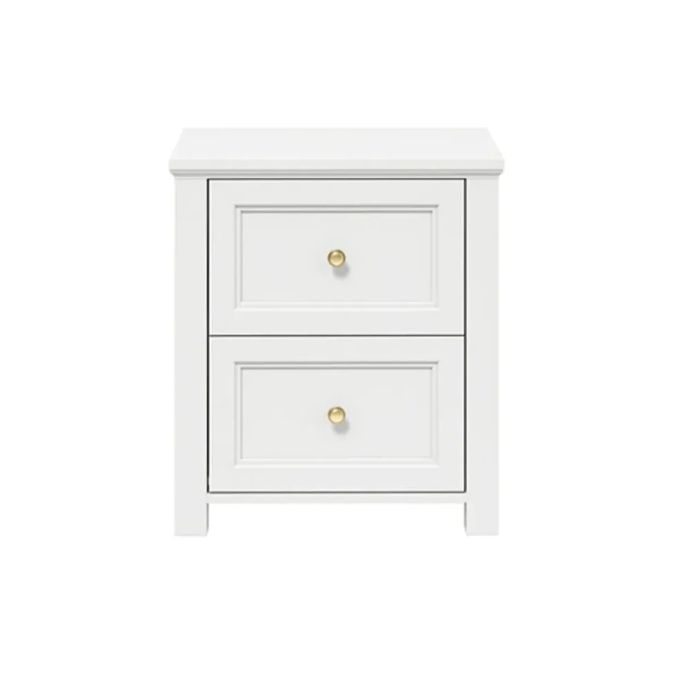 Iowa Bedside Cabinet with 2 Drawers - White, MDF