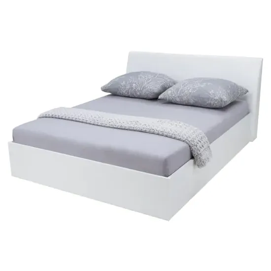 Iowa King Size Ottoman Bed with Storage - White