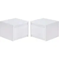Iowa Set of 2 Bedside Cabinets - White, High Gloss