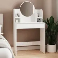 Iowa Wooden Dressing Table with Mirror - White