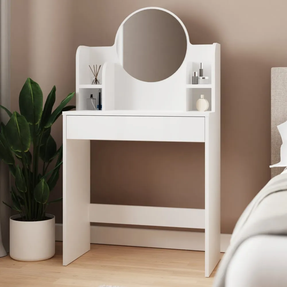 Iowa Wooden Dressing Table with Mirror - White image