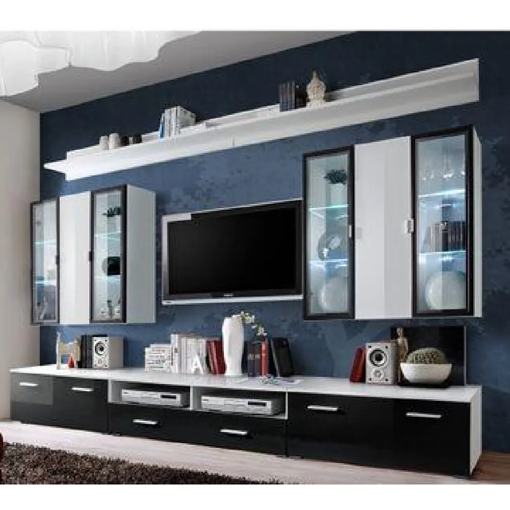 Ipswich High Gloss Entertainment Unit with LED - Black, White image