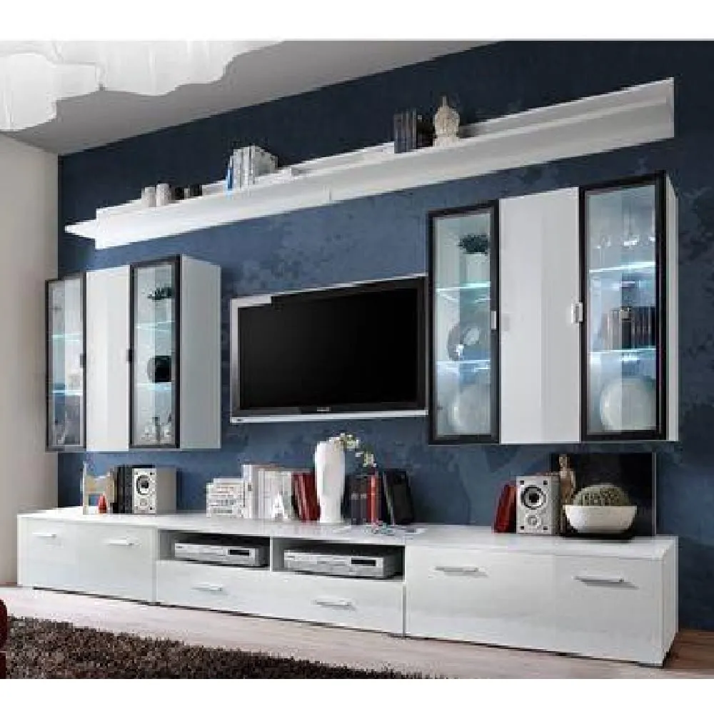 Ipswich High Gloss Entertainment Unit with LED - White, Black