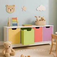 Iramel Kids Storage Unit with Boxes - White, MDF alternate view