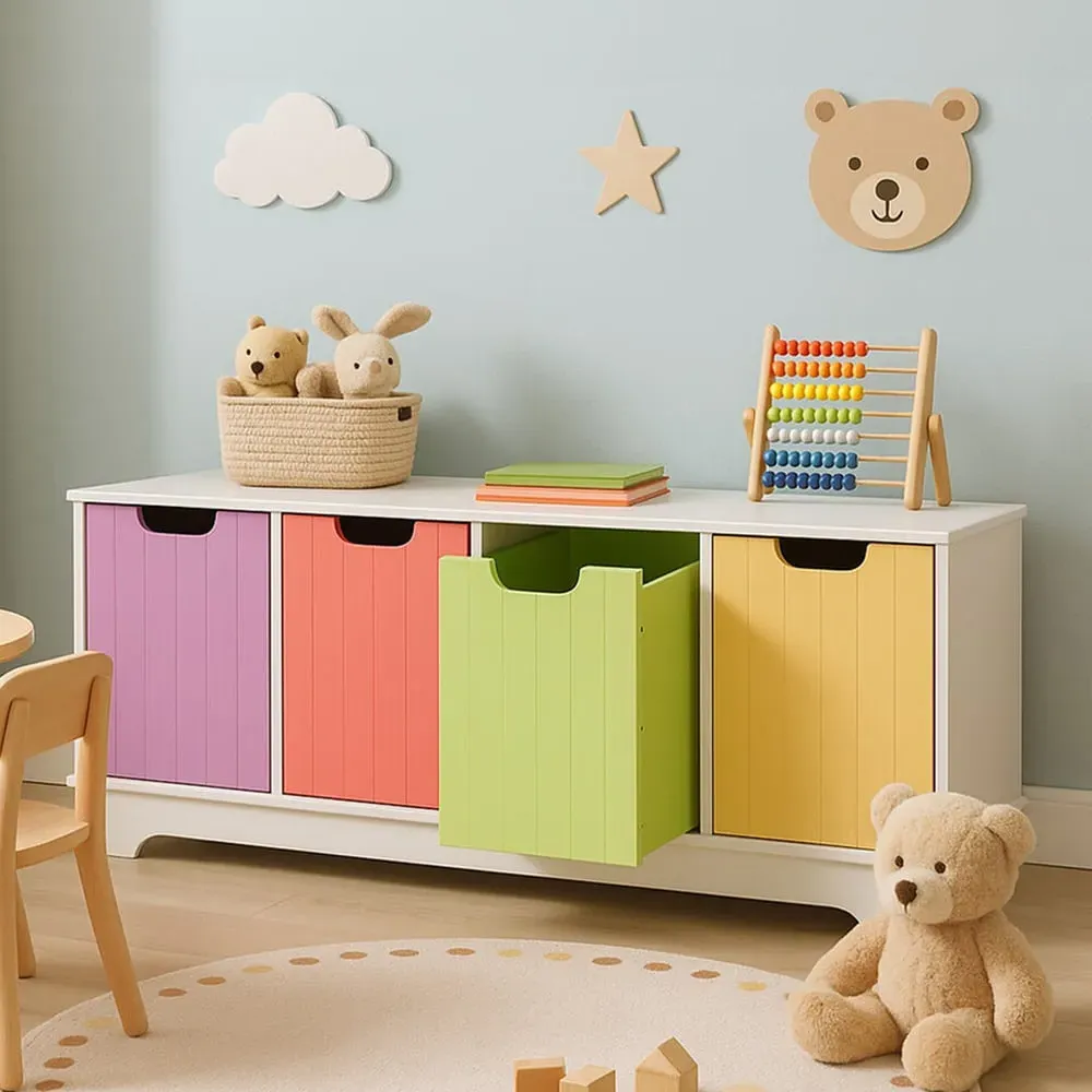 Iramel Kids Storage Unit with Boxes - White, MDF product