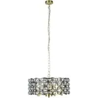 Iris 5 Light Crystal Frame Pendant Light - Black, Brass