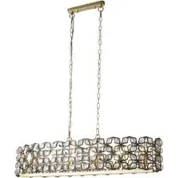 Iris 6 Light Crystal Frame Bar Pendant Light - Black, Brass