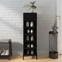 Iris Shoe Storage Cabinet with Drawer - Black