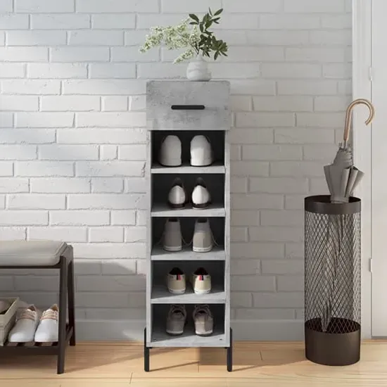 Iris Shoe Storage Cabinet with Drawer - Concrete Effect