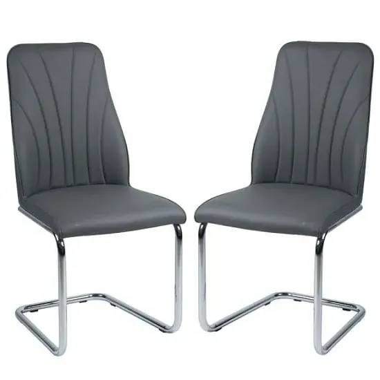 Irma Cantilever Dining Chair (Pair) - Grey Faux Leather product