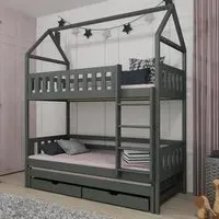 Irmo Bunk Bed with Trundle & Mattresses - Graphite, Pine