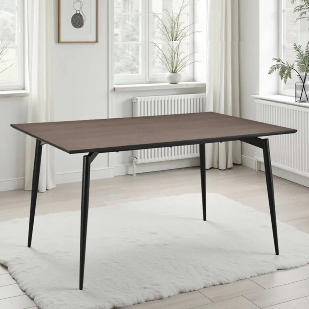Irmo Dining Table with Black Legs - Ashen Oak, Wood product