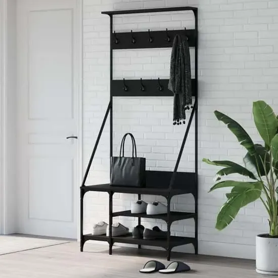 Ironton Clothes Rack with Shoe Storage - Black image