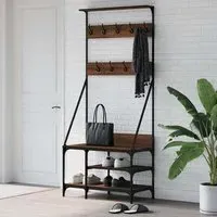 Ironton Clothes Rack with Shoe Storage - Brown Oak