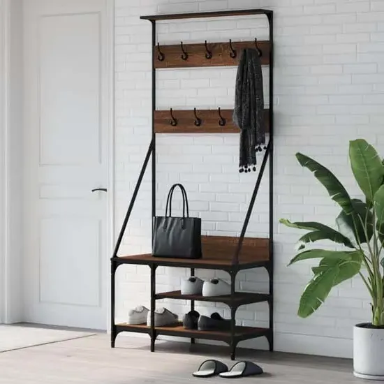 Ironton Clothes Rack with Shoe Storage - Brown Oak