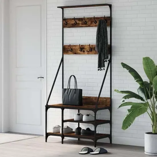 Ironton Clothes Rack with Shoe Storage - Smoked Oak