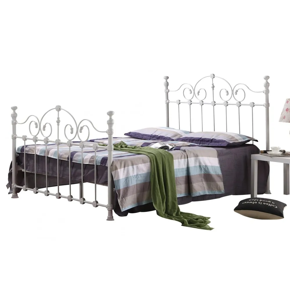 Irvine Double Bed Frame - White, Metal