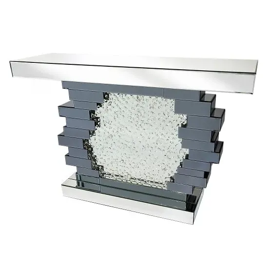 Irvine Glass Console Table with Crystals - Silver, Mirror image