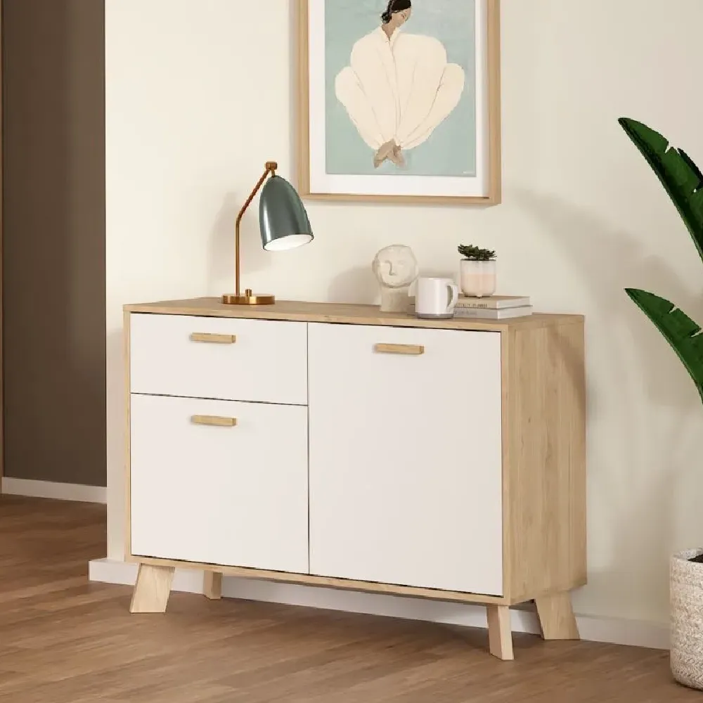 Irvine Sideboard with 2 Doors 1 Drawer - Oak, White product