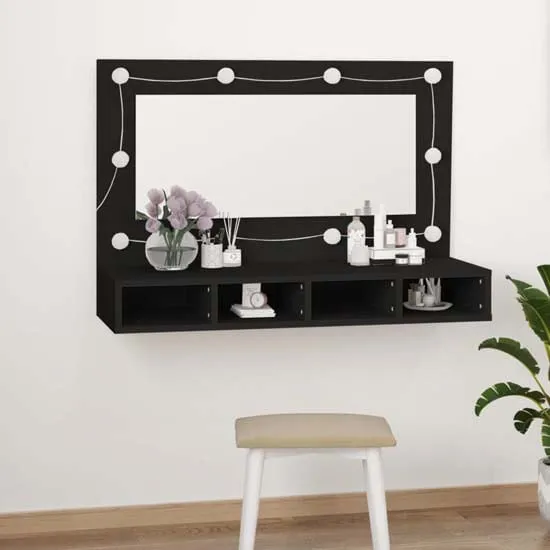 Irvine Wall Dressing Cabinet with LED - Black, Engineered Wood image