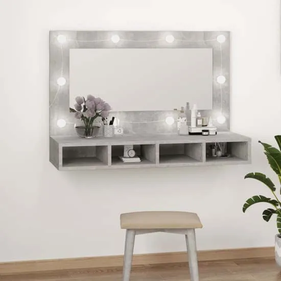 Irvine Wall Dressing Cabinet with LED - Concrete Effect