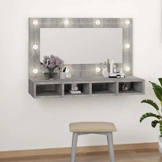 Irvine Wall Dressing Cabinet with LED - Grey, Engineered Wood