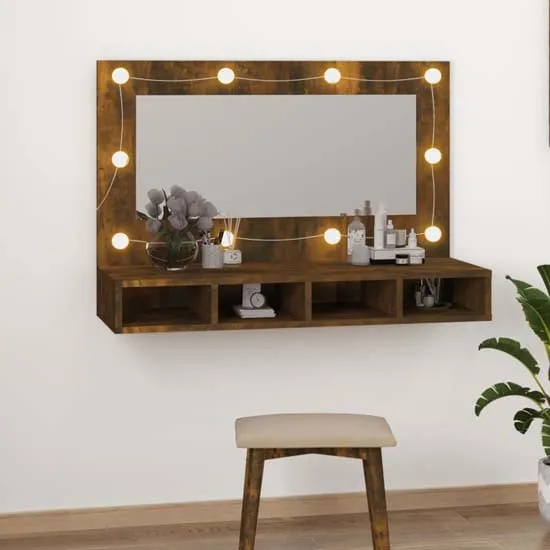 Irvine Wall Dressing Cabinet with LED - Smoked Oak