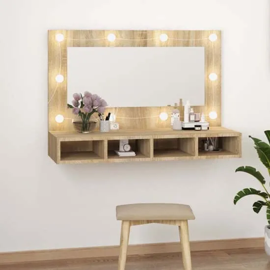 Irvine Wall Dressing Cabinet with LED - Sonoma Oak