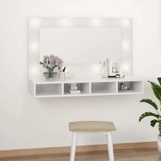 Irvine Wall Dressing Cabinet with LED - White, High Gloss image