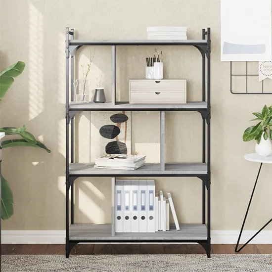 Irving 4-Tier Bookcase - Grey Sonoma Oak, Engineered Wood product