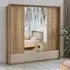 Irving Wide Mirrored Wardrobe with 2 Sliding Doors - Mauvella Oak