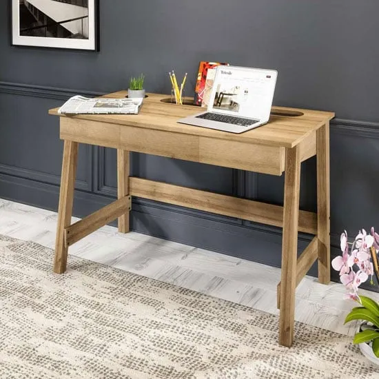 Irving Wooden Laptop Desk with Drawer - Riviera Oak image
