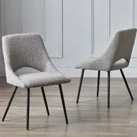 Irwin Dining Chairs with Black Legs, Pair - Grey, Boucle alternate view