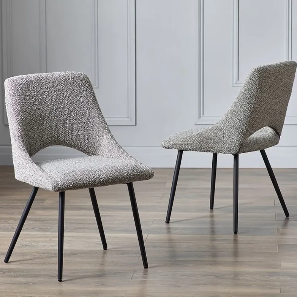 Irwin Dining Chairs with Black Legs, Pair - Grey, Boucle product
