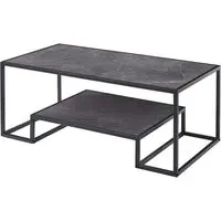 Isla Coffee Table with Undershelf - Grey Marble Effect, MDF