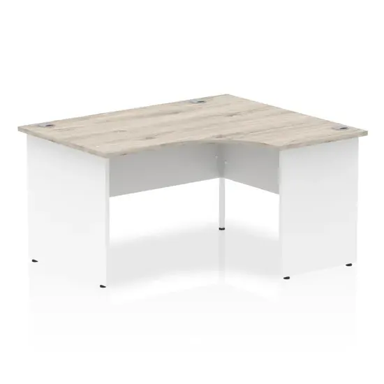 Isle 140cm Left Computer Desk with White Panel Leg - Grey Oak, MFC product