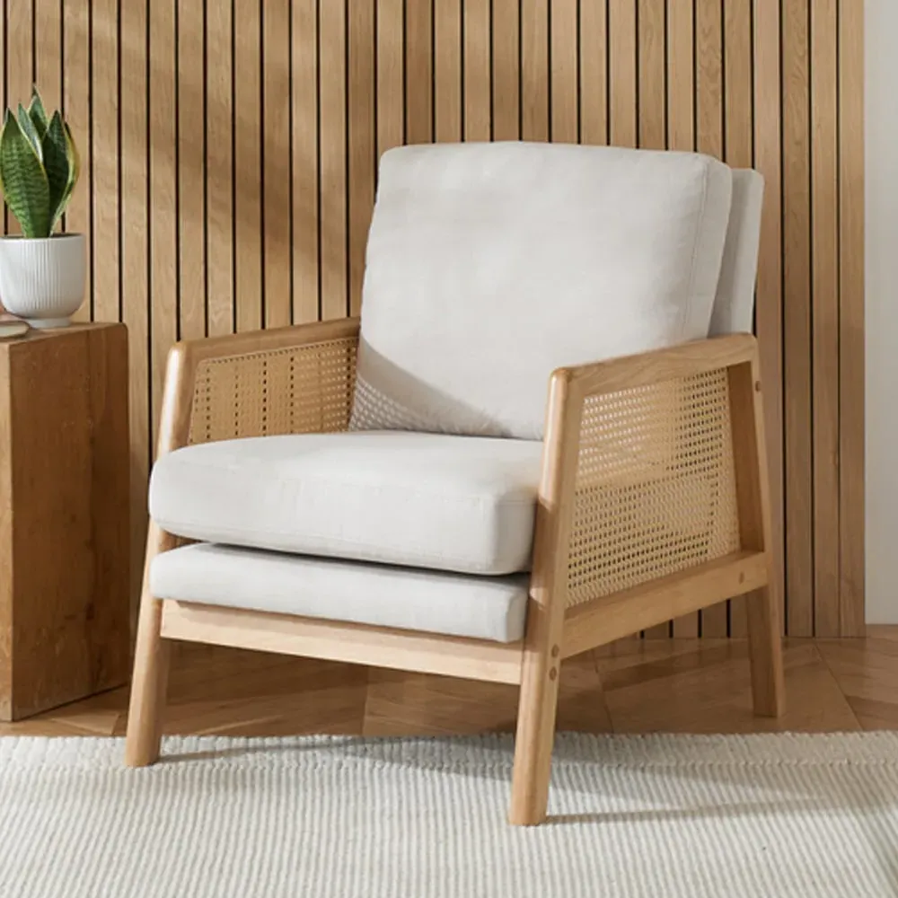 Issaquah 1-Seater Sofa with Wooden Frame - Grey, Oak image