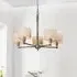 Ithaca 5 Light Pendant Ceiling Light - Bronze, Natural Fabric